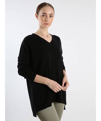 V neckline Cashmere Tunic Fit Sweater 6
