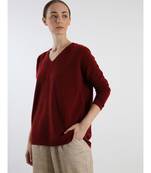 V neckline Cashmere Tunic Fit Sweater