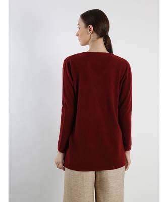 V neckline Cashmere Tunic Fit Sweater 3