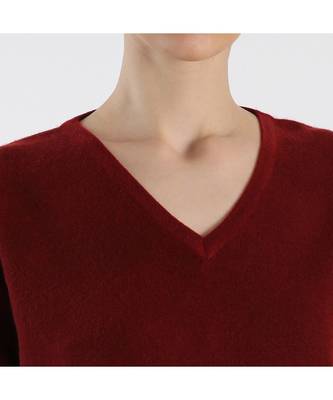 V neckline Cashmere Tunic Fit Sweater 4