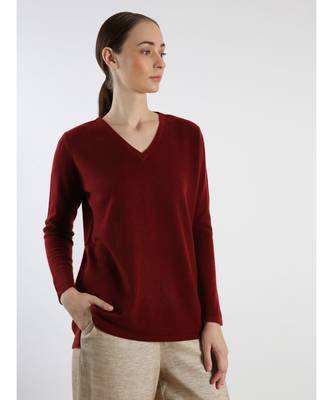 V neckline Cashmere Tunic Fit Sweater 6