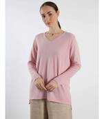 V neckline Cashmere Tunic Fit Sweater