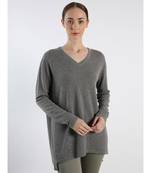 V neckline Cashmere Tunic Fit Sweater