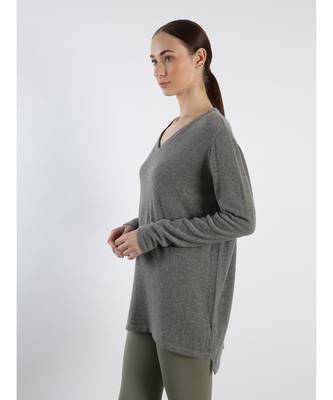 V neckline Cashmere Tunic Fit Sweater 3