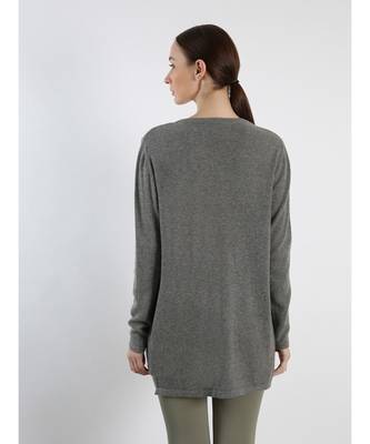 V neckline Cashmere Tunic Fit Sweater 5