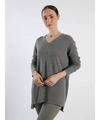 V neckline Cashmere Tunic Fit Sweater 6