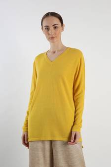 V neckline Cashmere Tunic Fit Sweater