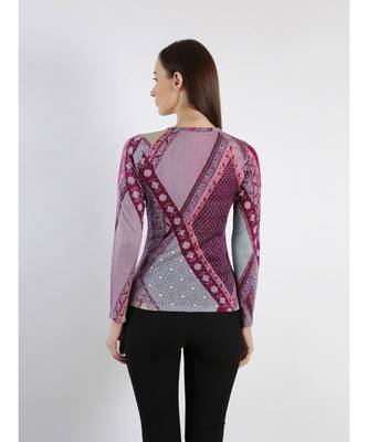 Pink and purple silk wool cashmere printed sweater 2