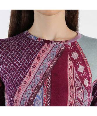 Pink and purple silk wool cashmere printed sweater 3