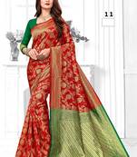 Red woven banarasi saree with blouse