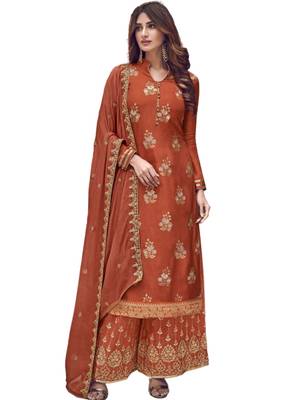 Brown embroidered jacquard salwar 1
