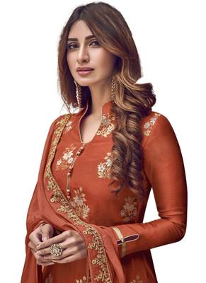 Brown embroidered jacquard salwar 2