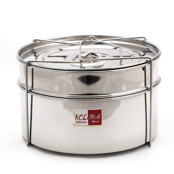 KCL Stainless Steel Cooker Separator Suitable for Prestige Outer Lid Cooker - 5 Litre (2 Containers with Lifter) 1