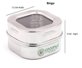 Coconut Stainless Steel Mini C-Thru Bingo/Container/Storage Box/Canister - Set of 6 Diameter -7.5cm , 5 cm Height 2
