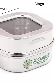 Coconut Stainless Steel Mini C-Thru Bingo/Container/Storage Box/Canister - Set of 6 Diameter -7.5cm , 5 cm Height
