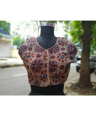 Grey Colored Based Flower Design Cotton Blouse 1