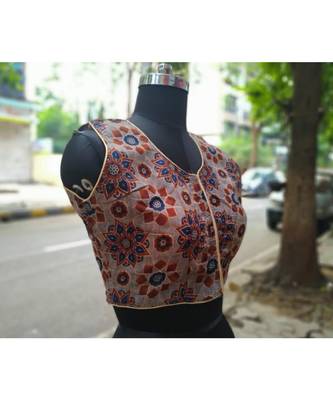 Grey Colored Based Flower Design Cotton Blouse 2
