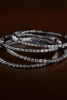 American Diamond Embellished Rhodium Plated Two Pairs of Bangles BD431