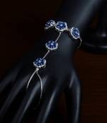 Rhodium Plated Sapphire Embellished American Diamond Hathphool BD435