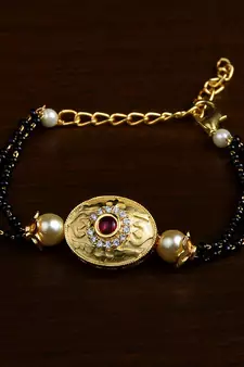 Gold Plated Pearl and Stone Embellished Mangalsutra Bracelet MS16