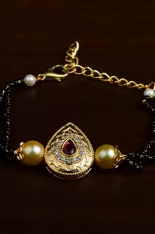 Gold Plated Pearl and Stone Embellished Mangalsutra Bracelet MS17