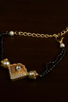 Gold Plated Pearl and Stone Embellished Mangalsutra Bracelet MS22