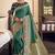 Teal Green silk belnd  Designer Saree Wirh Contrast Blouse