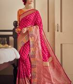 Pink Banarasi Silk Designer Saree Wirh Contrast Blouse