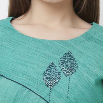Green plain cotton poly ethnic-kurtis 5