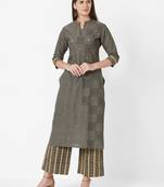 Grey printed cotton ethnic-kurtis