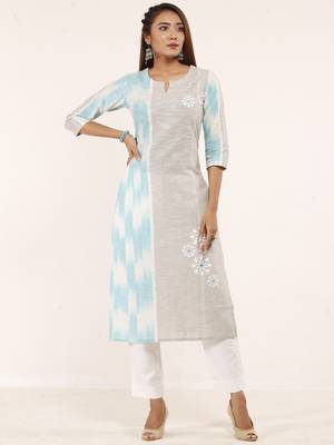 Blue printed cotton ethnic-kurtis 1