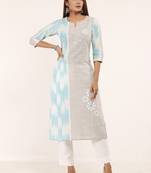 Blue printed cotton ethnic-kurtis