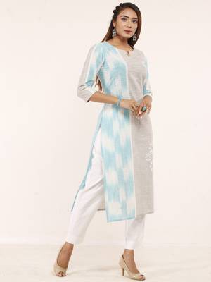 Blue printed cotton ethnic-kurtis 3