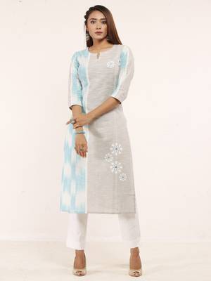 Blue printed cotton ethnic-kurtis 4