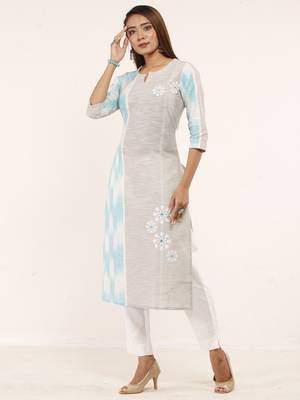 Blue printed cotton ethnic-kurtis 5