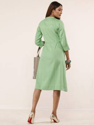 Green plain linen ethnic-kurtis 2