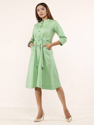 Green plain linen ethnic-kurtis 5