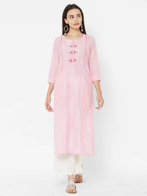 Pink printed cotton ethnic-kurtis 1