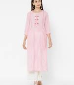Pink printed cotton ethnic-kurtis