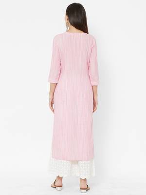 Pink printed cotton ethnic-kurtis 2