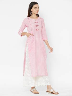Pink printed cotton ethnic-kurtis 3