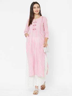 Pink printed cotton ethnic-kurtis 4