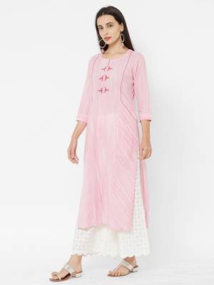 Pink printed cotton ethnic-kurtis 5