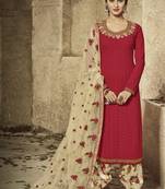 Red embroidered georgette salwar