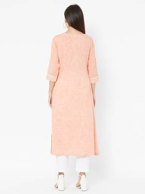 Peach embroidered cotton poly ethnic-kurtis 2