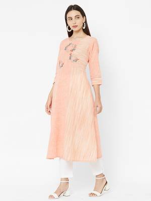 Peach embroidered cotton poly ethnic-kurtis 5
