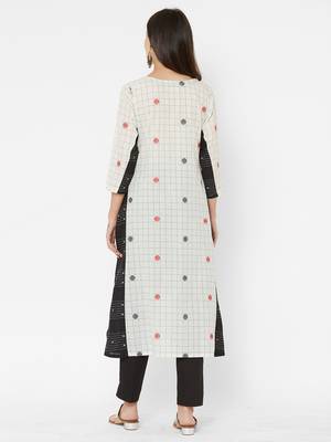 White embroidered jacquard ethnic-kurtis 2