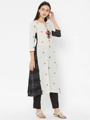 White embroidered jacquard ethnic-kurtis 3