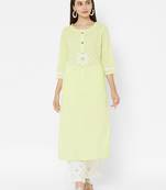 Green printed cotton ethnic-kurtis