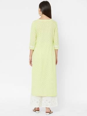Green printed cotton ethnic-kurtis 2